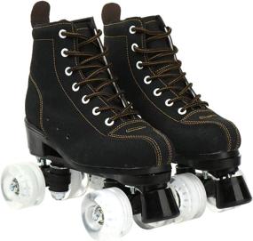 img 3 attached to 👟 Stylish High Top Suede Roller Skates for Women with Light Up Wheels - Perfect for Men too! Includes Shoes Bag