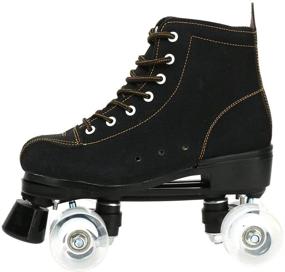 img 1 attached to 👟 Stylish High Top Suede Roller Skates for Women with Light Up Wheels - Perfect for Men too! Includes Shoes Bag