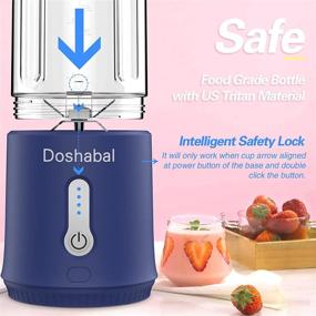 img 2 attached to 🥤 Doshabal Personal Blender: Portable USB Rechargeable Smoothie Blender, 4000mAh 18oz Navy Blue - Blend on the Go!