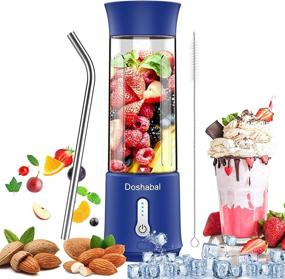 img 4 attached to 🥤 Doshabal Personal Blender: Portable USB Rechargeable Smoothie Blender, 4000mAh 18oz Navy Blue - Blend on the Go!