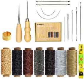 img 4 attached to 🧵 SIMPZIA Leather Craft Tool Kit: 20 Pieces with Needles, Awl, Thread, Thimble - Perfect for DIY Leather Upholstery, Carpets, Canvases & Sewing Projects