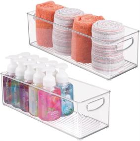img 4 attached to mDesign Clear Plastic Bathroom Organizer Bin - Styling Tool and Toiletries Storage Holder for Vanity, Cupboard, or Cabinet Shelf - 2 Pack