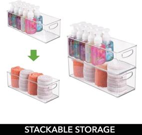 img 1 attached to mDesign Clear Plastic Bathroom Organizer Bin - Styling Tool and Toiletries Storage Holder for Vanity, Cupboard, or Cabinet Shelf - 2 Pack