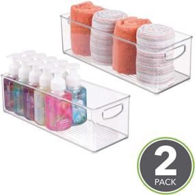 img 3 attached to mDesign Clear Plastic Bathroom Organizer Bin - Styling Tool and Toiletries Storage Holder for Vanity, Cupboard, or Cabinet Shelf - 2 Pack