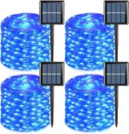 🎄 solar christmas lights outdoor waterproof - 4 pack 33ft 100 led solar fairy lights blue - 8 modes silver wire solar twinkle string lights логотип