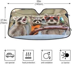 img 2 attached to 🦝 Ultimate Protection: Raccoon Driving Car Windshield Sun Shade - Reflective UV Ray Protector & Foldable Car Shield for Trucks, SUVs & Cars