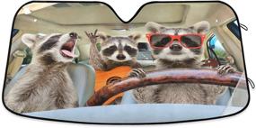 img 4 attached to 🦝 Ultimate Protection: Raccoon Driving Car Windshield Sun Shade - Reflective UV Ray Protector & Foldable Car Shield for Trucks, SUVs & Cars