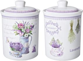 img 4 attached to 🍵 Xiteliy Ceramic Canister Set: Stylish Tea, Coffee, and Sugar Storage Pots with Ceramic Lids – Set of 2 (Purple, TL-XYC-J)