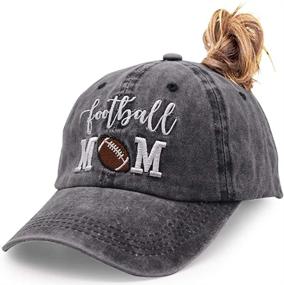 img 4 attached to Vintage Washed Distressed Twill Baseball Cap for Women - MANMESH HATT Baseball Mom Ponytail Hat with Messy Bun Option