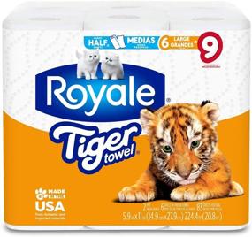 img 4 attached to 🐯 Royale Tiger Towel, Прочные бумажные полотенца 2-х слойные с 83 листами на рулон, удобные половинные листы - упаковка из 6 рулонов (1 упаковка)