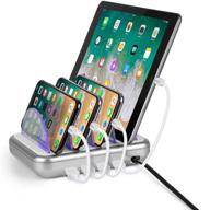 💡 merkury innovations 4.8 amp 4-port usb charging station: fast charge docking station for multiple devices - multi device charger organizer - apple ipad, iphone, android compatible (white/silver) logo