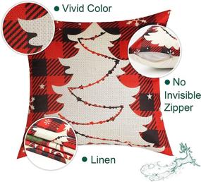 img 3 attached to 🎄 Set of 4 ReeQuo Christmas Throw Pillow Covers - 18x18 inch, Farmhouse Buffalo Plaid Holiday Pillow Cases for Sofa Couch, Christmas Home Outdoor Decorations