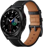 📱 премиум кожаные ремешки 20 мм для samsung galaxy watch 4 & galaxy watch 4 classic - совместимы с 40 мм, 44 мм, 42 мм и 46 мм - стильный черный кожаный ремешок логотип