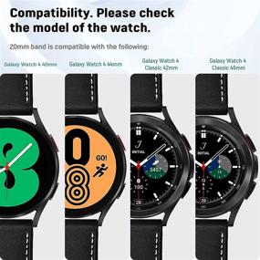 img 3 attached to 📱 Премиум кожаные ремешки 20 мм для Samsung Galaxy Watch 4 & Galaxy Watch 4 Classic - Совместимы с 40 мм, 44 мм, 42 мм и 46 мм - Стильный черный кожаный ремешок