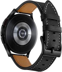 img 2 attached to 📱 Премиум кожаные ремешки 20 мм для Samsung Galaxy Watch 4 & Galaxy Watch 4 Classic - Совместимы с 40 мм, 44 мм, 42 мм и 46 мм - Стильный черный кожаный ремешок