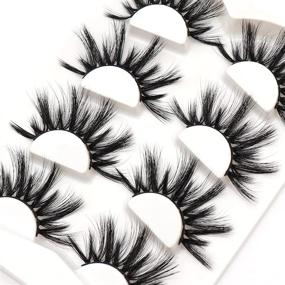 img 2 attached to 👁️ Losha 25mm Lashes - 3D Faux Mink, Fluffy Volume Eyelashes, Thick Crossed Luxurious Soft Wispy Lashes Bundle (Pack of 4 Pairs) – Dramatic Eye Makeup (Style: 45A)