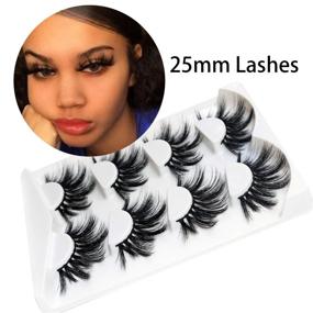 img 3 attached to 👁️ Losha 25mm Lashes - 3D Faux Mink, Fluffy Volume Eyelashes, Thick Crossed Luxurious Soft Wispy Lashes Bundle (Pack of 4 Pairs) – Dramatic Eye Makeup (Style: 45A)