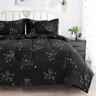 🌌 zhh e-commerce queen comforter set: zodiac pattern ultra soft microfiber constellation bedding set for all seasons, lightweight with 2 pillow shams - machine washable logo