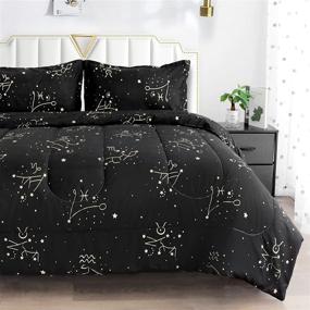 img 4 attached to 🌌 ZHH E-COMMERCE Queen Comforter Set: Zodiac Pattern Ultra Soft Microfiber Constellation Bedding Set for All Seasons, Lightweight with 2 Pillow Shams - Machine Washable