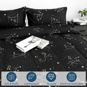 img 3 attached to 🌌 ZHH E-COMMERCE Queen Comforter Set: Zodiac Pattern Ultra Soft Microfiber Constellation Bedding Set for All Seasons, Lightweight with 2 Pillow Shams - Machine Washable