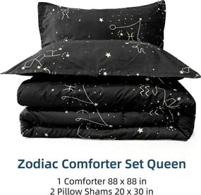 img 2 attached to 🌌 ZHH E-COMMERCE Queen Comforter Set: Zodiac Pattern Ultra Soft Microfiber Constellation Bedding Set for All Seasons, Lightweight with 2 Pillow Shams - Machine Washable