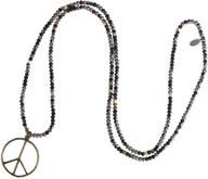 🕊️ stylish and elegant kelitch classic peace sign necklace with hippie pendant and frosted crystal beads in grey white shade logo