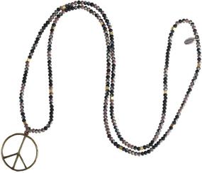 img 4 attached to 🕊️ Stylish and Elegant KELITCH Classic Peace Sign Necklace with Hippie Pendant and Frosted Crystal Beads in Grey White Shade