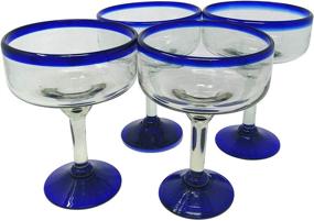 img 4 attached to 🍹 Set of 4 Mexican Hand Blown Margarita Glasses - 16 oz Capacity