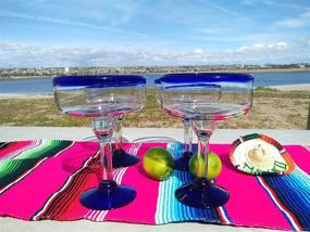 img 3 attached to 🍹 Set of 4 Mexican Hand Blown Margarita Glasses - 16 oz Capacity