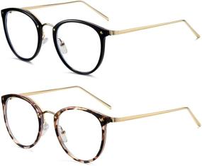 img 3 attached to 👓 HILBALM Blue Light Blocking Glasses 2 Pack: Fashionable Computer Eyeglasses for Women and Men - Leopard Print & Black Frames with Anti-Blue Light Lenses