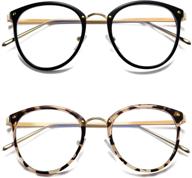 👓 hilbalm blue light blocking glasses 2 pack: fashionable computer eyeglasses for women and men - leopard print & black frames with anti-blue light lenses logo