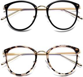 img 4 attached to 👓 HILBALM Blue Light Blocking Glasses 2 Pack: Fashionable Computer Eyeglasses for Women and Men - Leopard Print & Black Frames with Anti-Blue Light Lenses