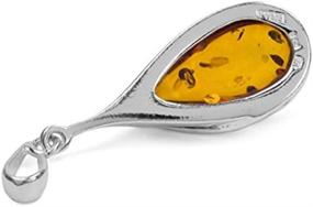 img 2 attached to 🌟 Exquisite 18" Sterling Silver Drop Pendant Necklace with Genuine Amber - A Timeless Classic