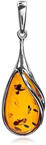 img 3 attached to 🌟 Exquisite 18" Sterling Silver Drop Pendant Necklace with Genuine Amber - A Timeless Classic