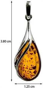 img 1 attached to 🌟 Exquisite 18" Sterling Silver Drop Pendant Necklace with Genuine Amber - A Timeless Classic