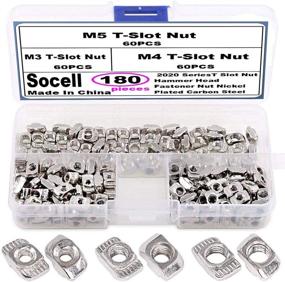 img 4 attached to Socell M3 M4 M5 T Slot Nut Hammer Head Fastener Nut Nickel Plated Carbon Steel Assortment Kit for 20 Series Aluminum Profile - 180Pcs 2020 Series