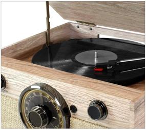 img 1 attached to 🎶 Victrola 4-in-1 Bluetooth Turntable with FM Radio: Farmhouse Oatmeal Design