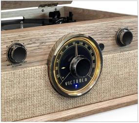 img 2 attached to 🎶 Victrola 4-in-1 Bluetooth Turntable with FM Radio: Farmhouse Oatmeal Design