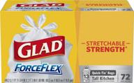 🗑️ glad forceflex tall kitchen quick-tie trash bags (unscented) - 13 gal, 72 ct | buy now! logo