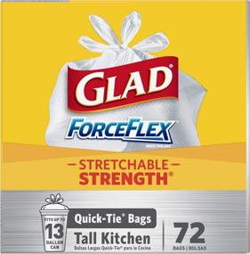 img 3 attached to 🗑️ Glad ForceFlex Tall Kitchen Quick-Tie Trash Bags (Unscented) - 13 Gal, 72 Ct | Buy Now!