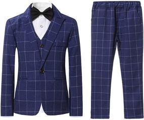 img 4 attached to 💼 SWOTGdoby Boys Plaid 3-Piece Suit Set: Perfect for Wedding Parties in 7 Colors