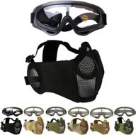 👹 outgeek airsoft mask set - lower steel mesh half face mask with uv protection glasses, comfortable & cool mask goggles for adults, men, women, and children logo