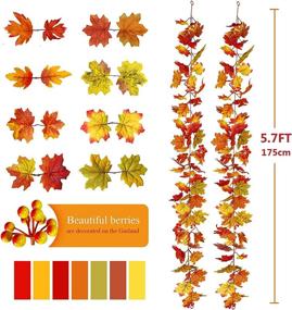 img 3 attached to LASPERAL Fall Leaves Garland: 2 Pack of 5.8ft/Piece Artificial Autumn Harvest Maple Vines - Perfect Party Decorations for Halloween, Thanksgiving, and Indoor/Outdoor Events