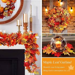 img 1 attached to LASPERAL Fall Leaves Garland: 2 Pack of 5.8ft/Piece Artificial Autumn Harvest Maple Vines - Perfect Party Decorations for Halloween, Thanksgiving, and Indoor/Outdoor Events