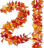 lasperal fall leaves garland: 2 pack of 5.8ft/piece artificial autumn harvest maple vines - perfect party decorations for halloween, thanksgiving, and indoor/outdoor events logo
