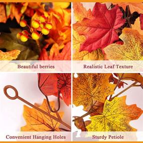 img 2 attached to LASPERAL Fall Leaves Garland: 2 Pack of 5.8ft/Piece Artificial Autumn Harvest Maple Vines - Perfect Party Decorations for Halloween, Thanksgiving, and Indoor/Outdoor Events