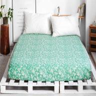 🌿 ultra soft green and white leaves floral girl bed sheet with 15" deep pocket - queen/full size (1 leaf fitted sheet) logo