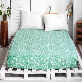 img 3 attached to 🌿 Ultra Soft Green and White Leaves Floral Girl Bed Sheet with 15" Deep Pocket - Queen/Full Size (1 Leaf Fitted Sheet)