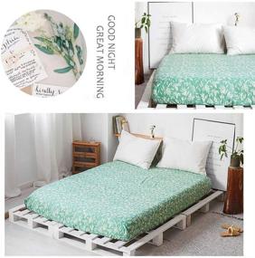 img 1 attached to 🌿 Ultra Soft Green and White Leaves Floral Girl Bed Sheet with 15" Deep Pocket - Queen/Full Size (1 Leaf Fitted Sheet)