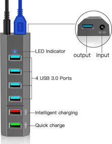 img 2 attached to 🔌 GARMESE 6-Port USB 3.0 Hub: Fast Data Transfer & Quick Charging for PC, Mac, iPhone, iPad, Galaxy Series & More - Gray